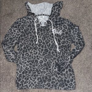 PINK Victoria's Secret Gray Leopard Hoodie